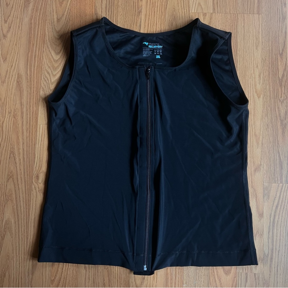 Marena Recovery Compression Full Zip Sleeveless Adjustable Vest Black Size 3XL
